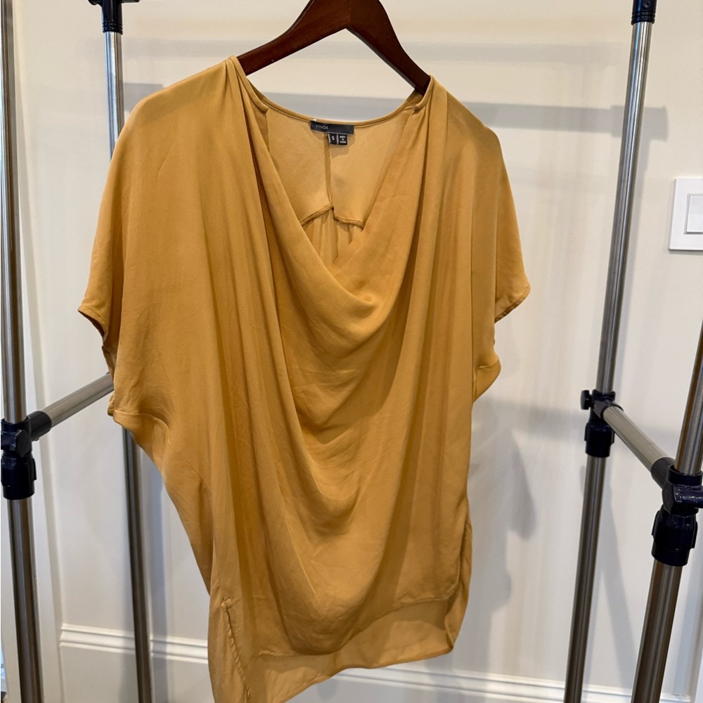 Vince Mustard Drape Blouse